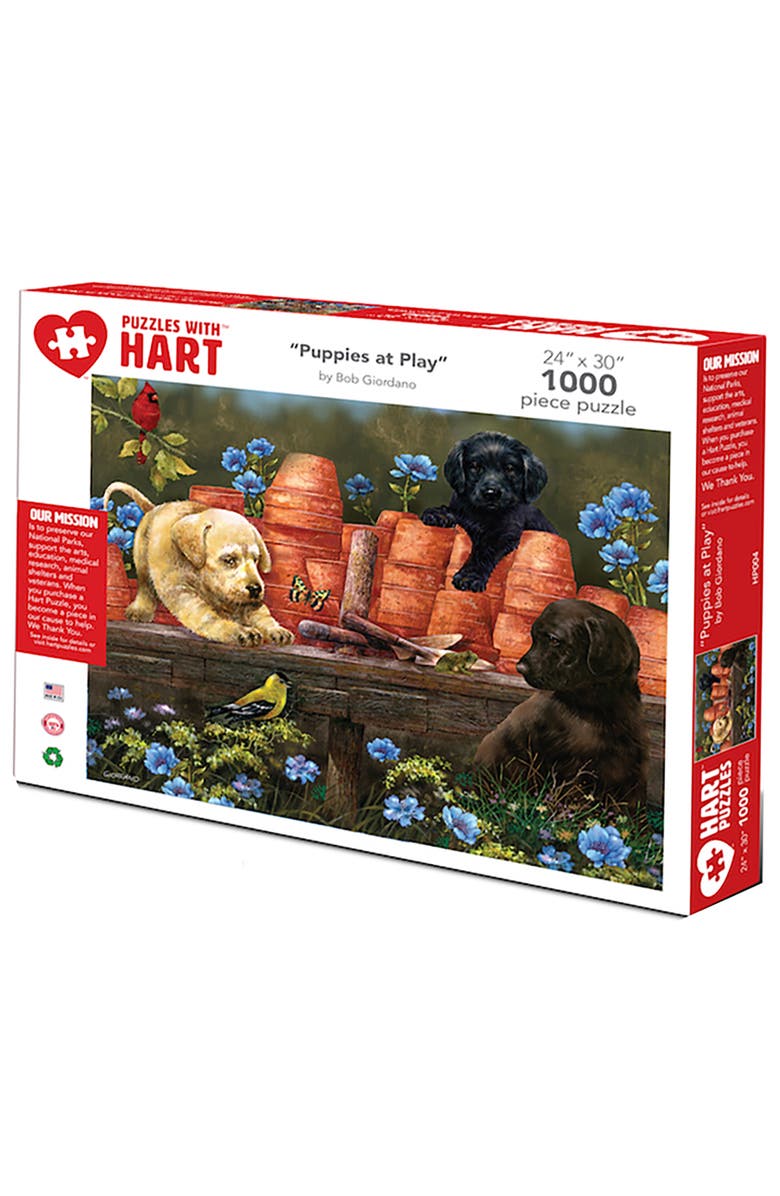 Hart Puzzles Puppies at Play by Bob Giordano 1000 Piece Puzzle, Main, color, Multicolored