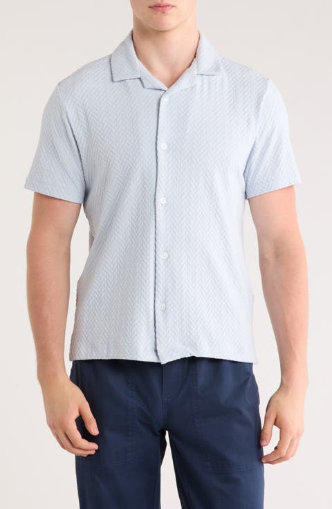 Textured Short Sleeve Button-Up Shirt