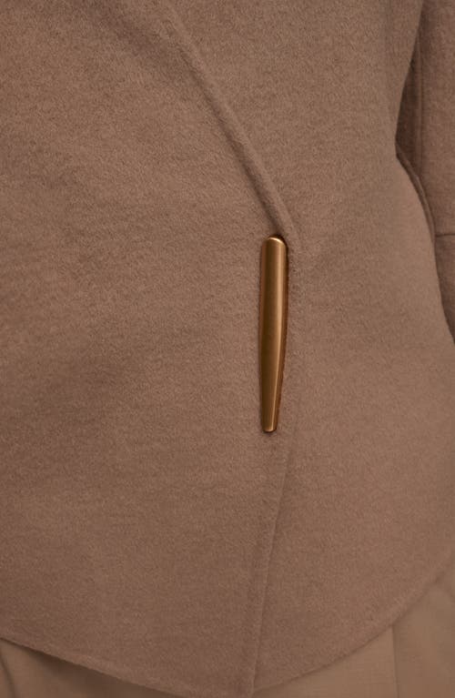 Donna Karan New York Asymmetric Wool Blend Jacket In Brown