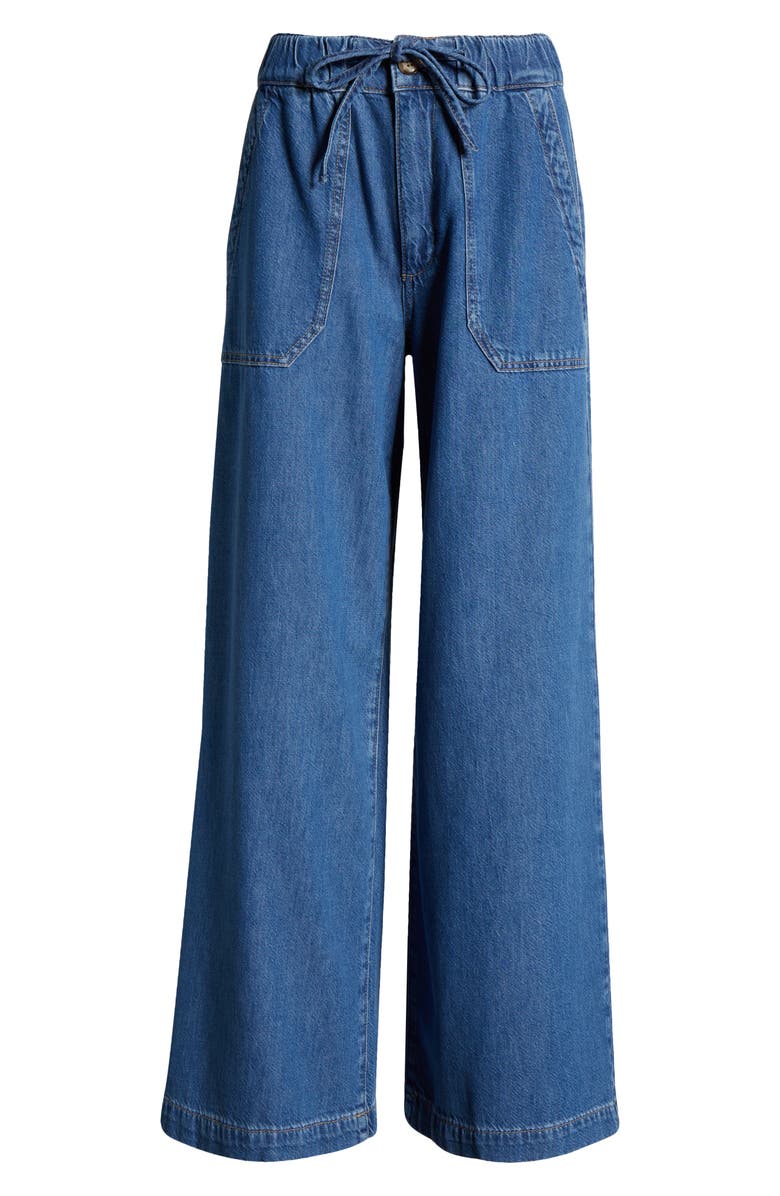 PAIGE Rumi Wide Leg Drawstring Jeans, Alternate, color, Nimes
