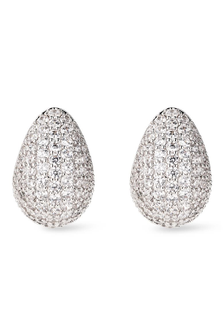 Adler Pavé Chunky Hoop Earrings, Main, color, SILVER CLEAR