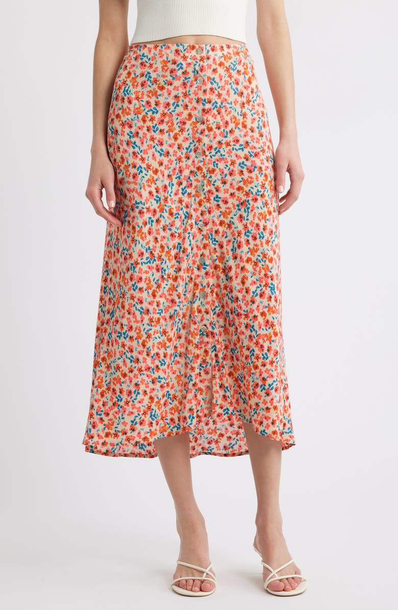 Rails Rosetta Floral Print Button Front Midi Skirt, Main, color,