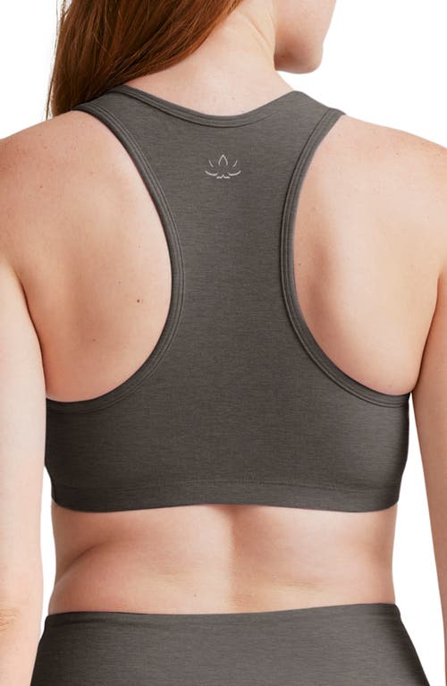 Beyond Yoga Spacedye Lift Your Spirits Active Bra In True Gray Heather