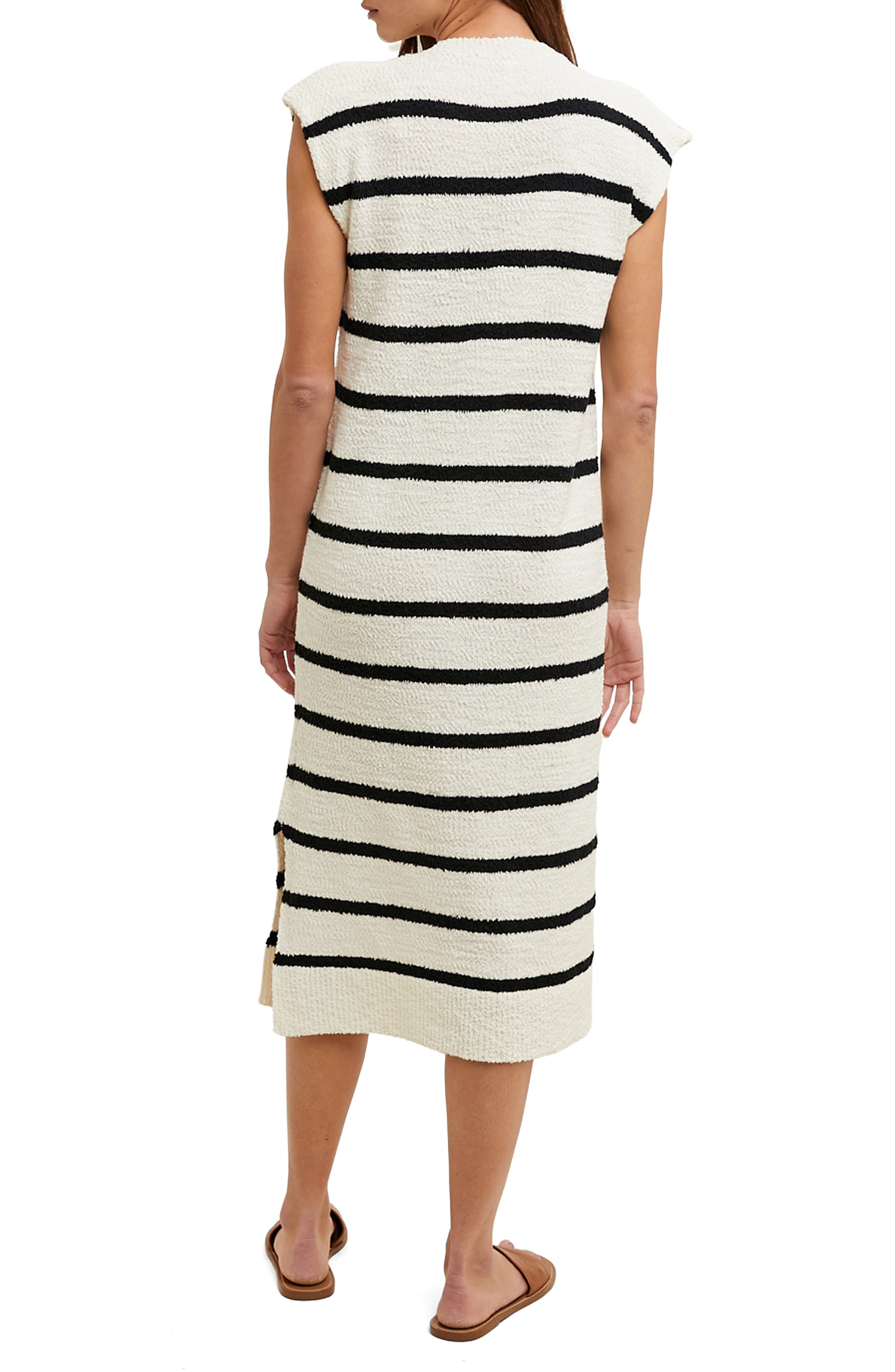 Stripe Cap Sleeve Midi Sweater Dress - image 2