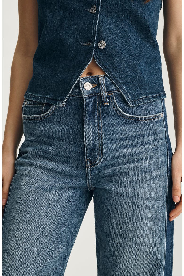 Malibu Colorblock Wide Leg Jeans, Alternate, color, MID DENIM