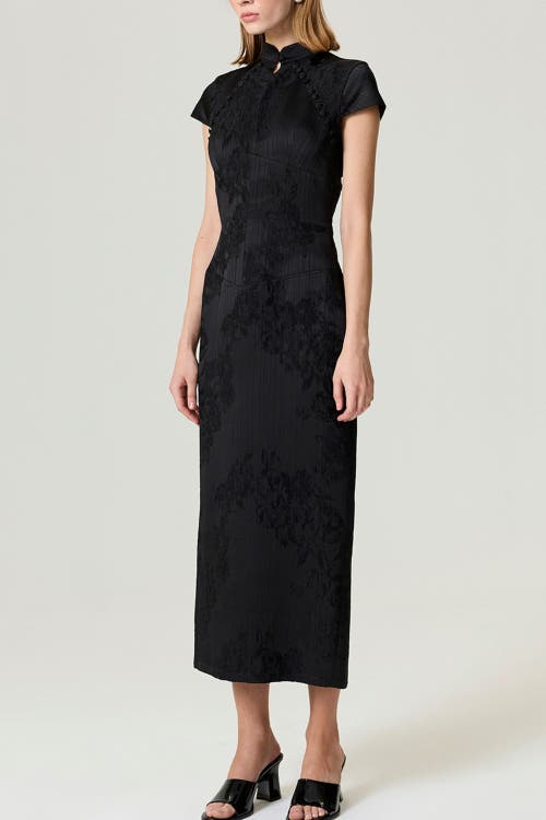 Nocturne Slit Detail Japanese-inspired Maxi Dress In Black