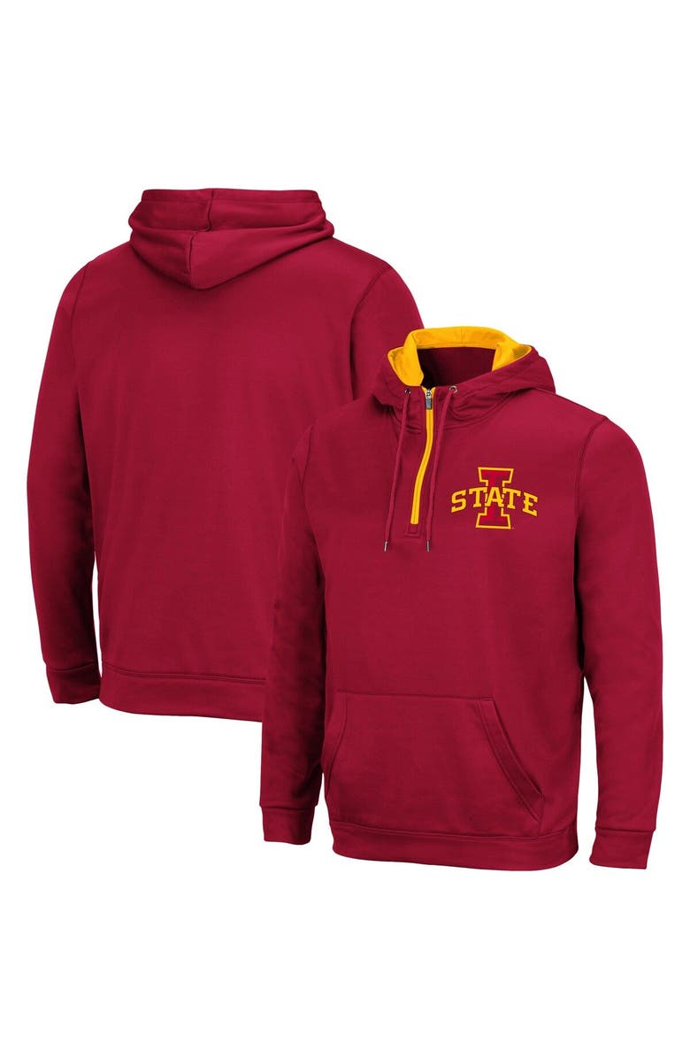 COLOSSEUM Men's Colosseum Cardinal Iowa State Cyclones Harbor Quarter-Zip Hoodie, Main, color, 
