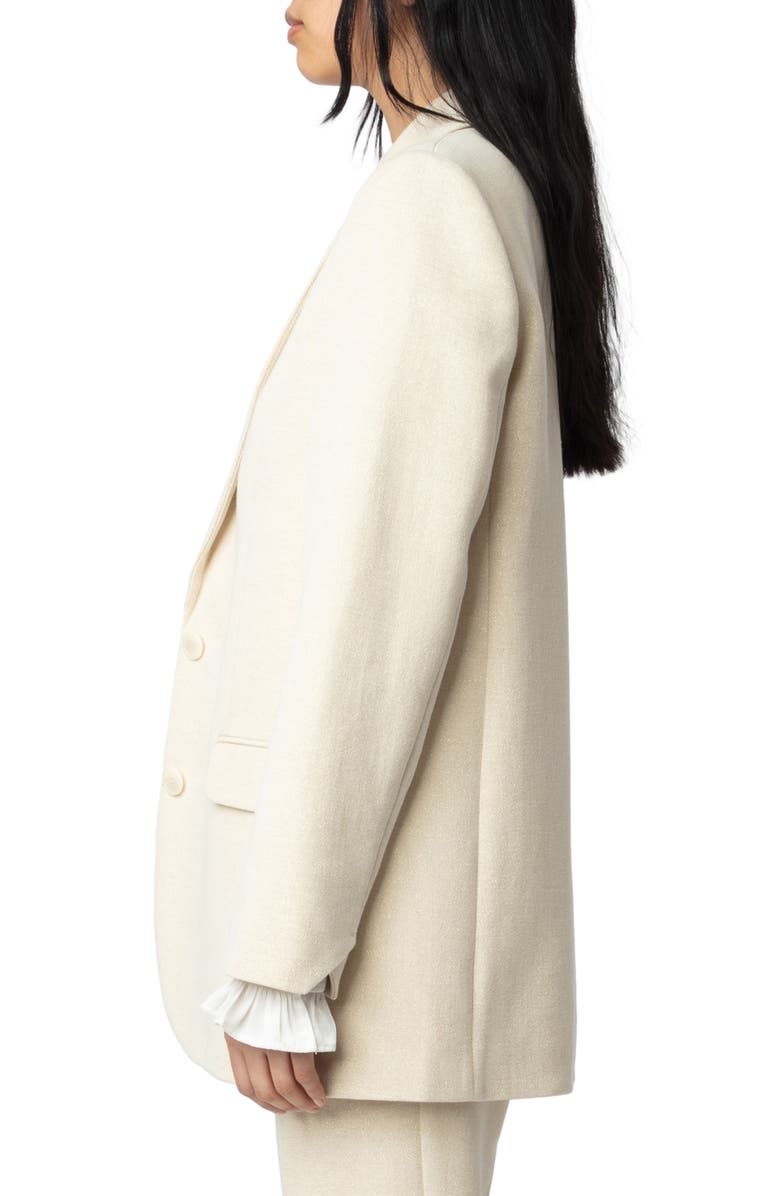 Zadig & Voltaire Viva Shimmer Cotton Blend Blazer, Alternate, color, 
