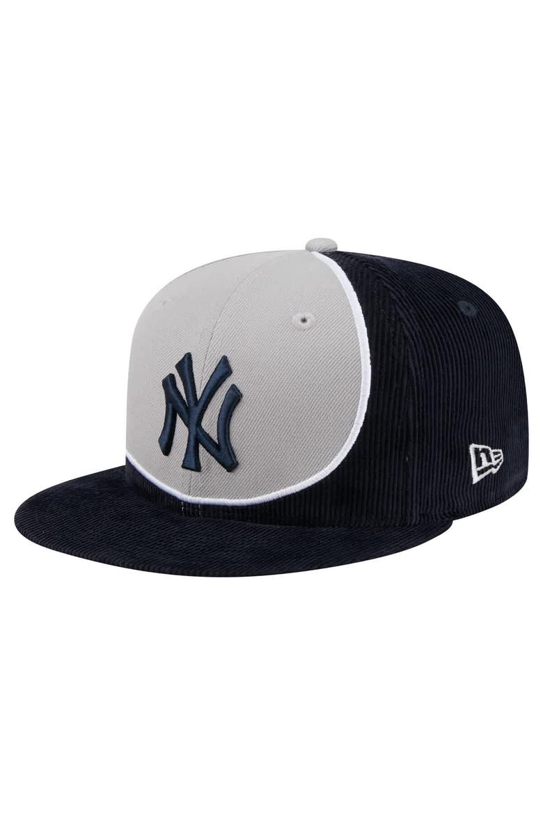 Men's New Era Navy/Gray New York Yankees Retro Split Corduroy Snapback Hat, Main, color, Navy