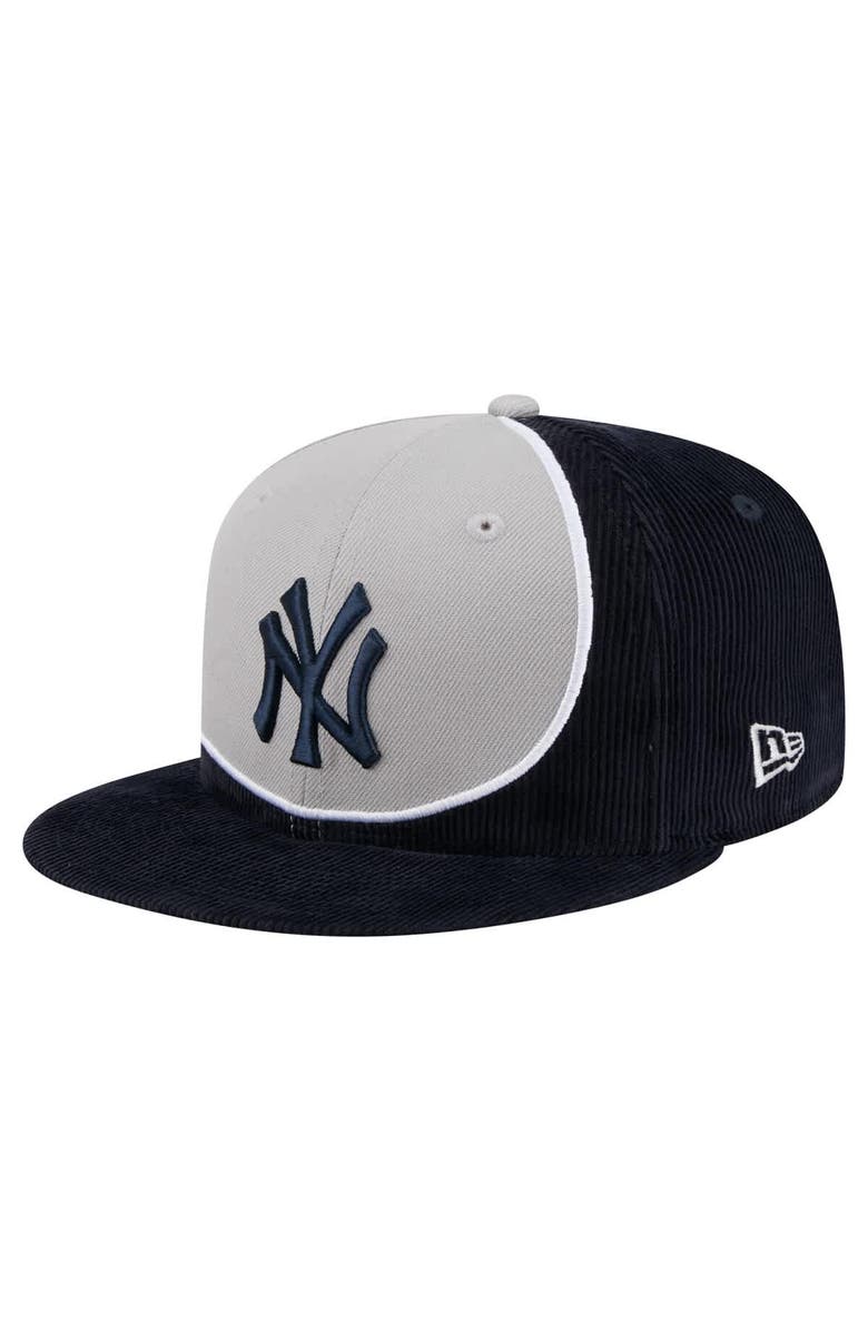 New Era Men's New Era Navy/Gray New York Yankees Retro Split Corduroy Snapback Hat, Main, color, Navy