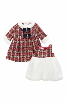 Kids' Plaid Bouclé Coat & Dress Set
