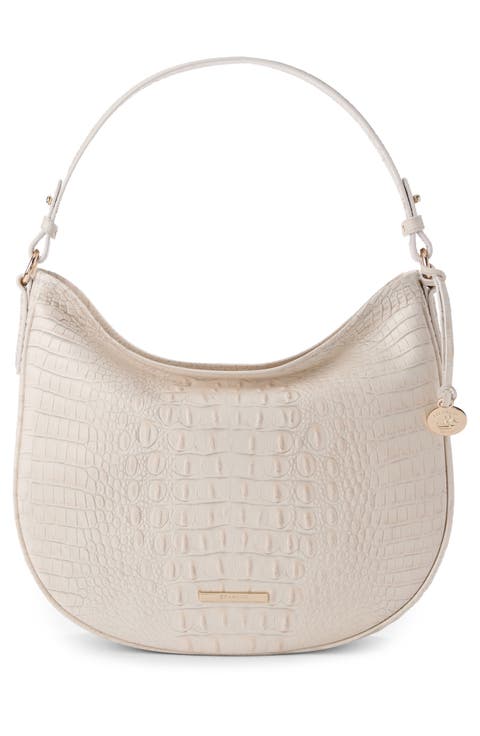 Small Kathleen Croc Embossed Leather Shoulder Bag