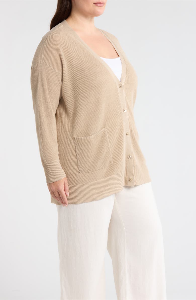 Eileen Fisher Organic Linen & Organic Cotton Cardigan, Alternate, color, Undyed Natural