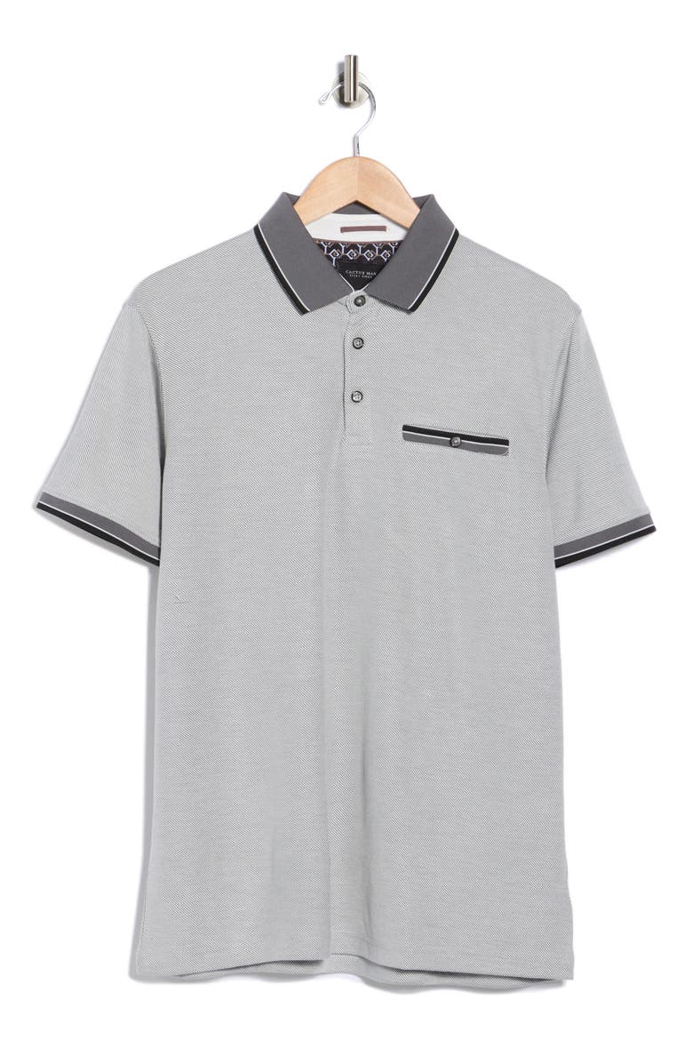 Grey With Black nd White Tipping Polo, Alternate, color, GREY