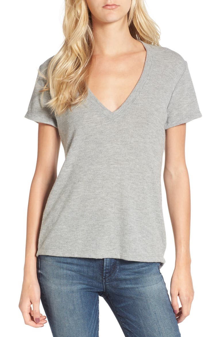 Ella V-Neck Tee, Main, color, HEATHER