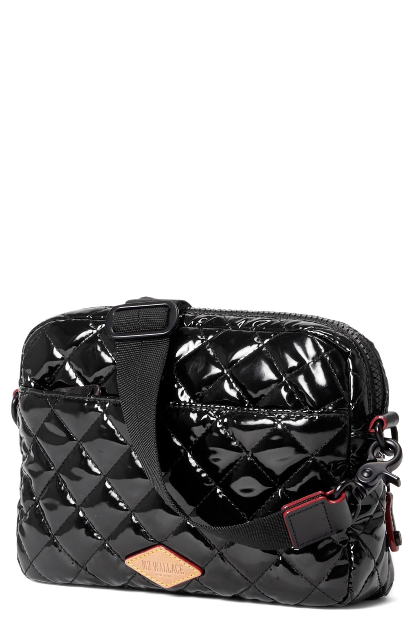 MZ Wallace Small Metro Quilted Nylon Camera Bag, Alternate, color, Black Lacquer