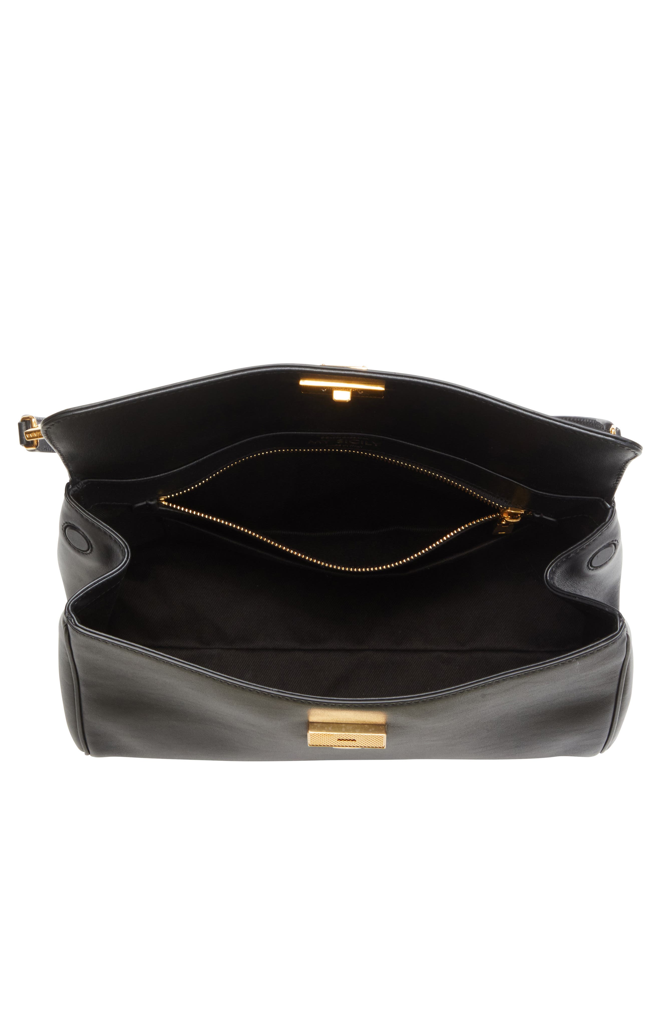 Dolce&Gabbana My Sicily East/West Plongé Leather Top Handle Bag, Alternate, color, 80999 Nero