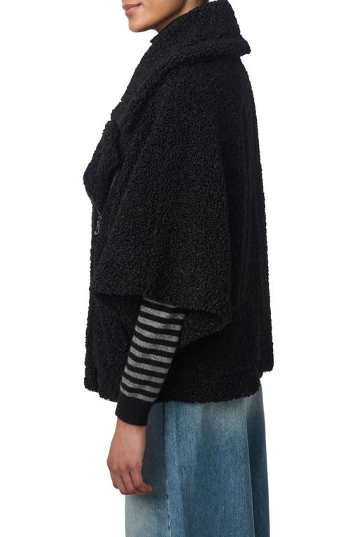 Bernardo Faux Shearling Cape Jacket In Black