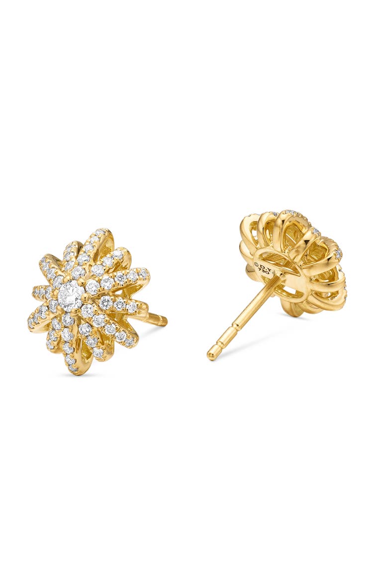 Starburst Stud Earrings in 18K Yellow Gold with Pavé Diamonds, Alternate, color, DIAMOND