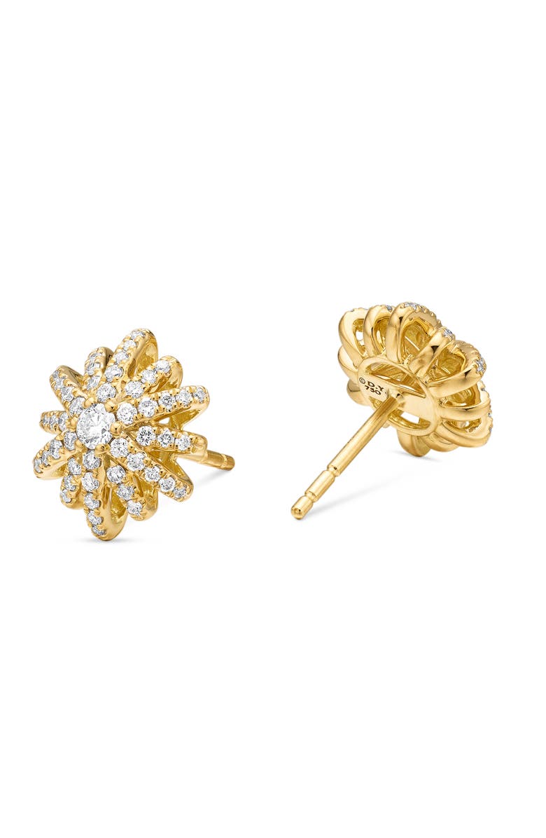 David Yurman Starburst Stud Earrings in 18K Yellow Gold with Pavé Diamonds, Alternate, color, Diamond