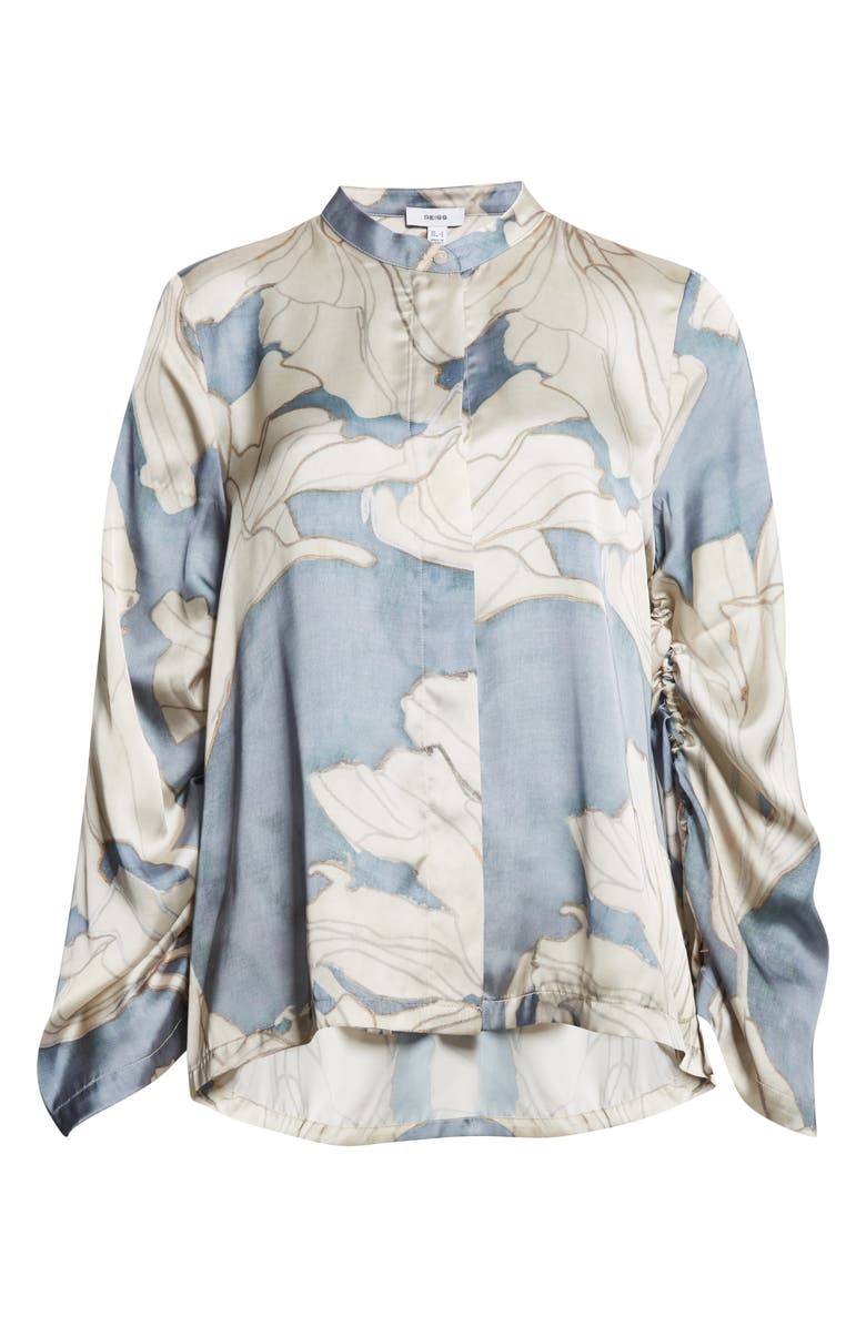 Reiss Gigi Floral Satin Button-Up Shirt, Alternate, color, Blue