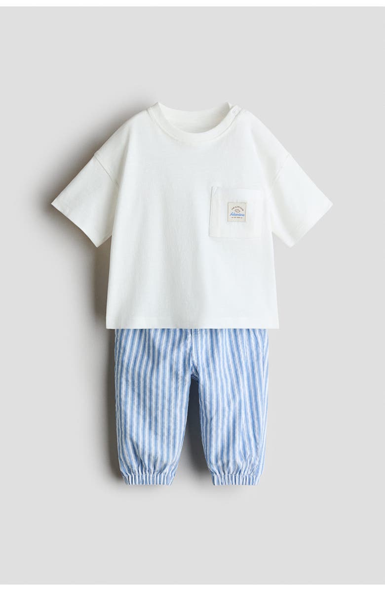 H&M 2-piece linen-blend set, Main, color, White/Blue Striped