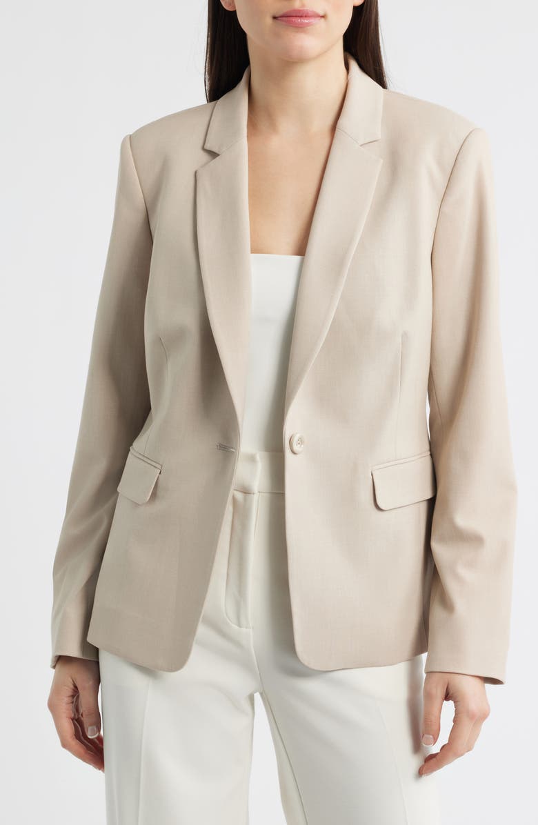 Tahari ASL One-Button Blazer, Alternate, color, Sand