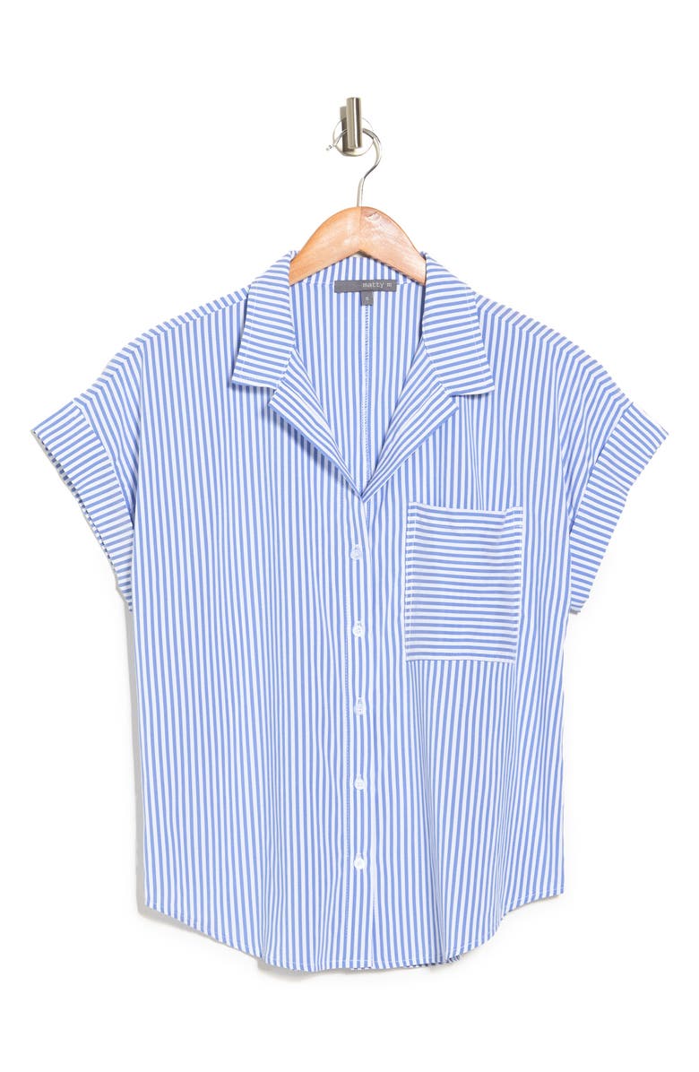 matty m. Stripe Short Sleeve Button-Up Shirt, Alternate, color, Chambray