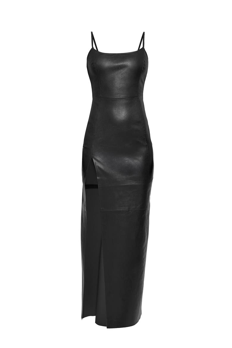Aphrodite Stretch Leather Dress, Alternate, color, Black