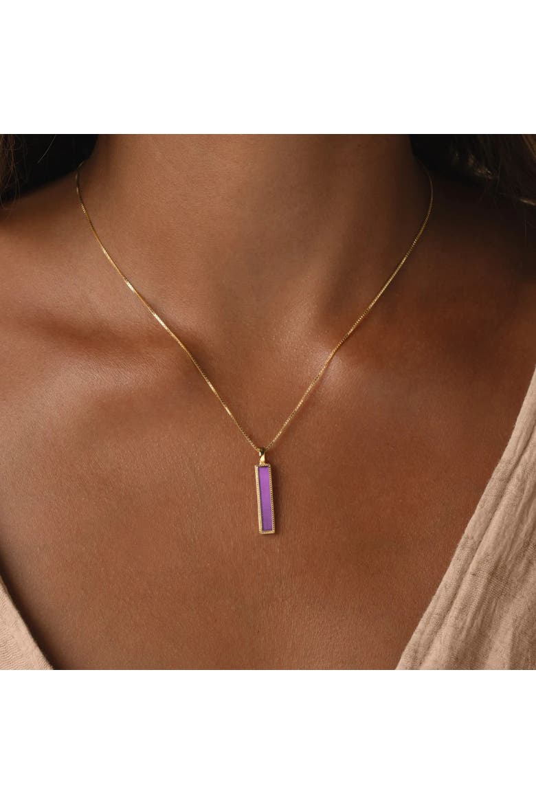 Harmonious Path Amethyst Peace Charm Gold Necklace, Alternate, color, Gold/Purple