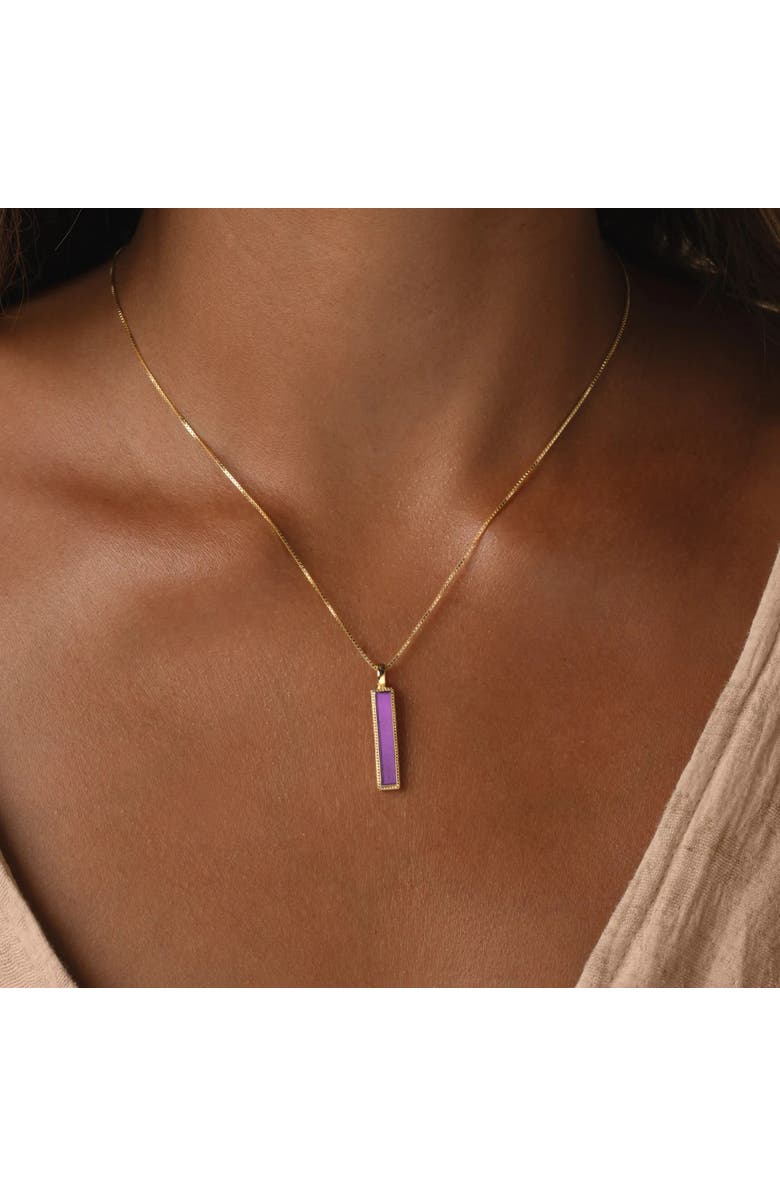 Karma and Luck Harmonious Path Amethyst Peace Charm Gold Necklace, Alternate, color, Gold/Purple