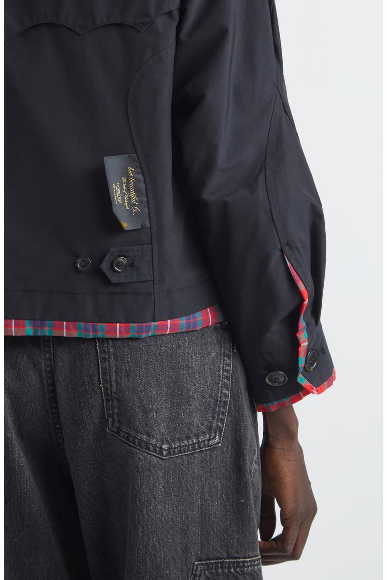 Tartan Trim Wavy Zip Jacket, Alternate, color, DARK NAVY