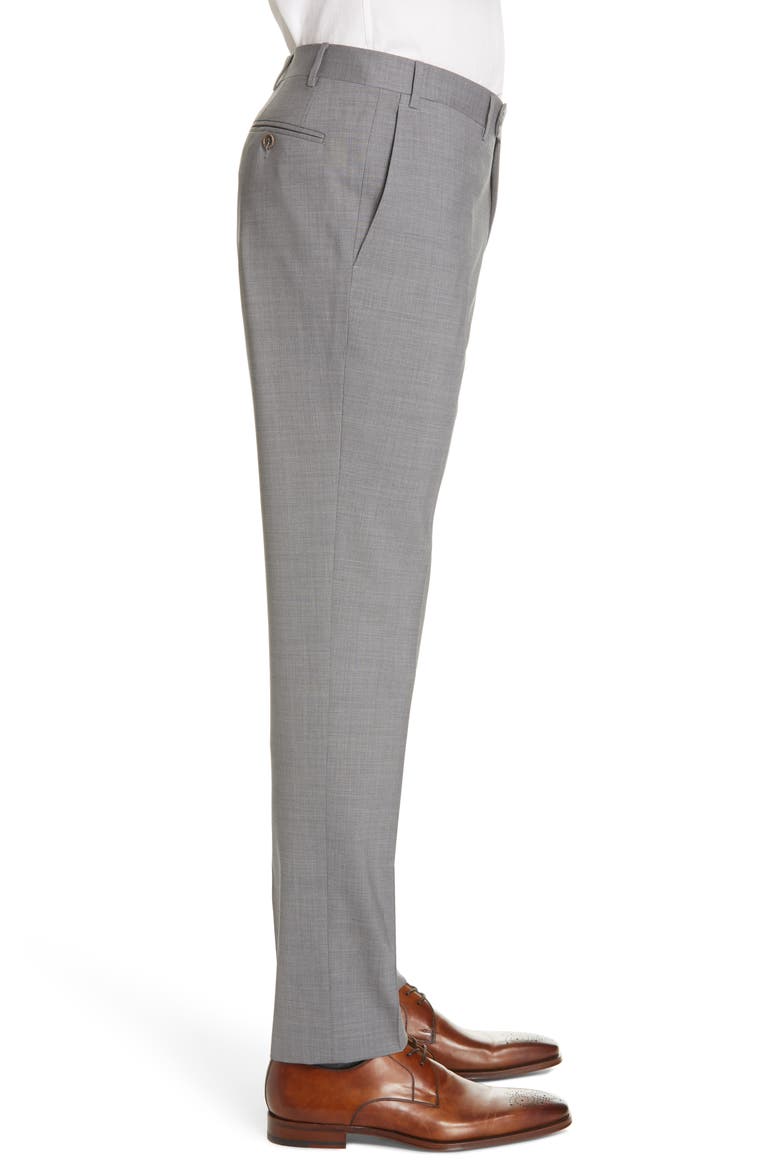 Flat Front Classic Fit Solid Stretch Wool Dress Pants, Alternate, color, CHARCOAL