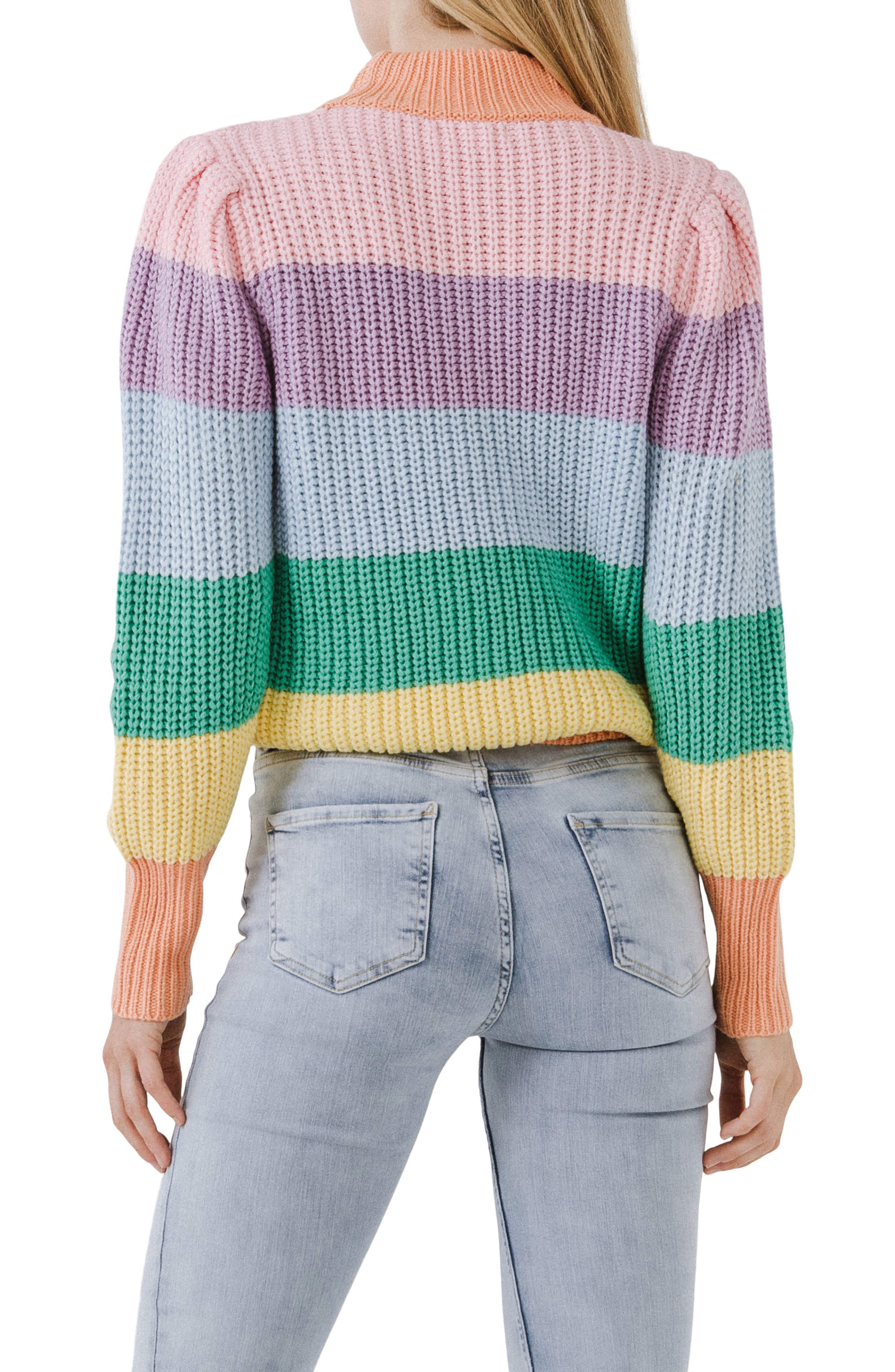 Stripe Mock Neck Sweater - image 2