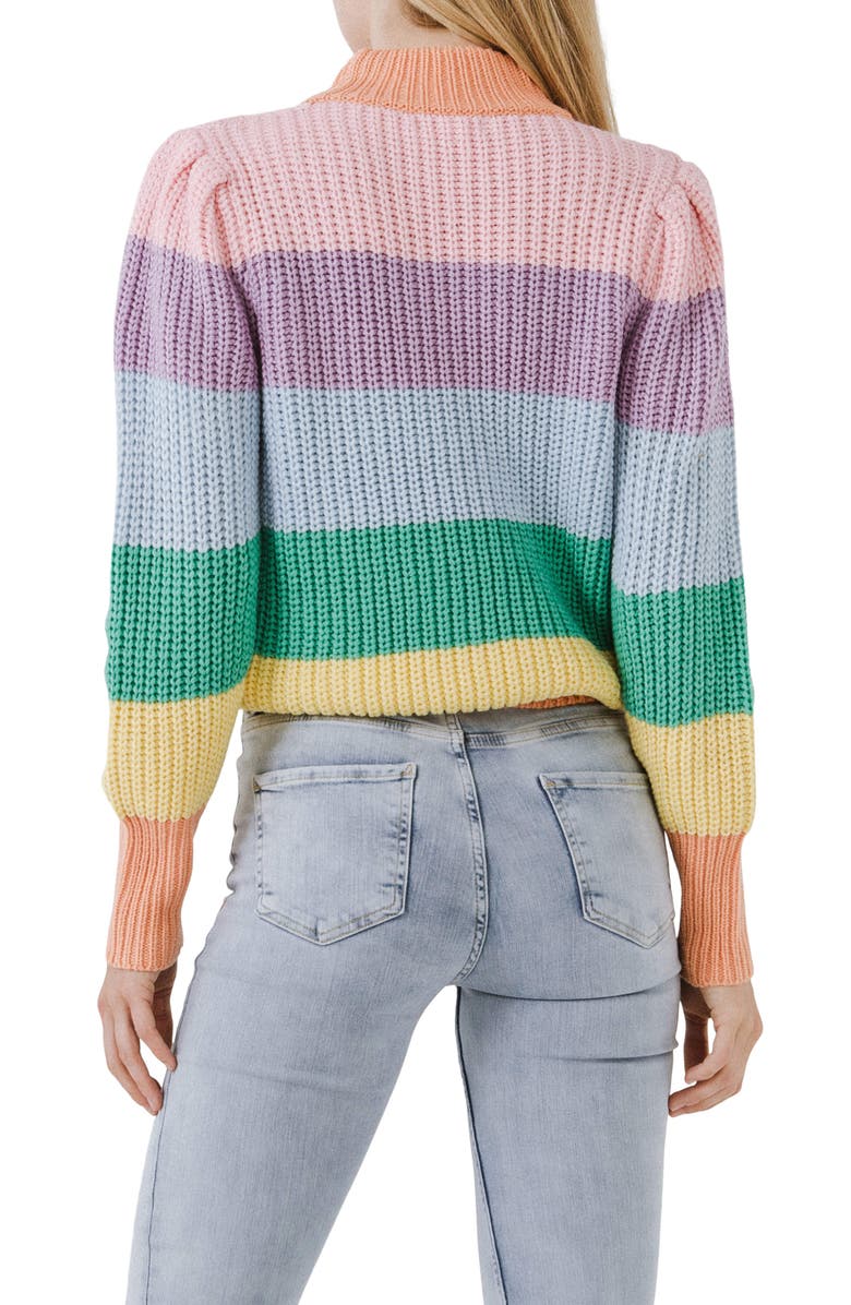 Free the Roses Stripe Mock Neck Sweater, Alternate, color, 