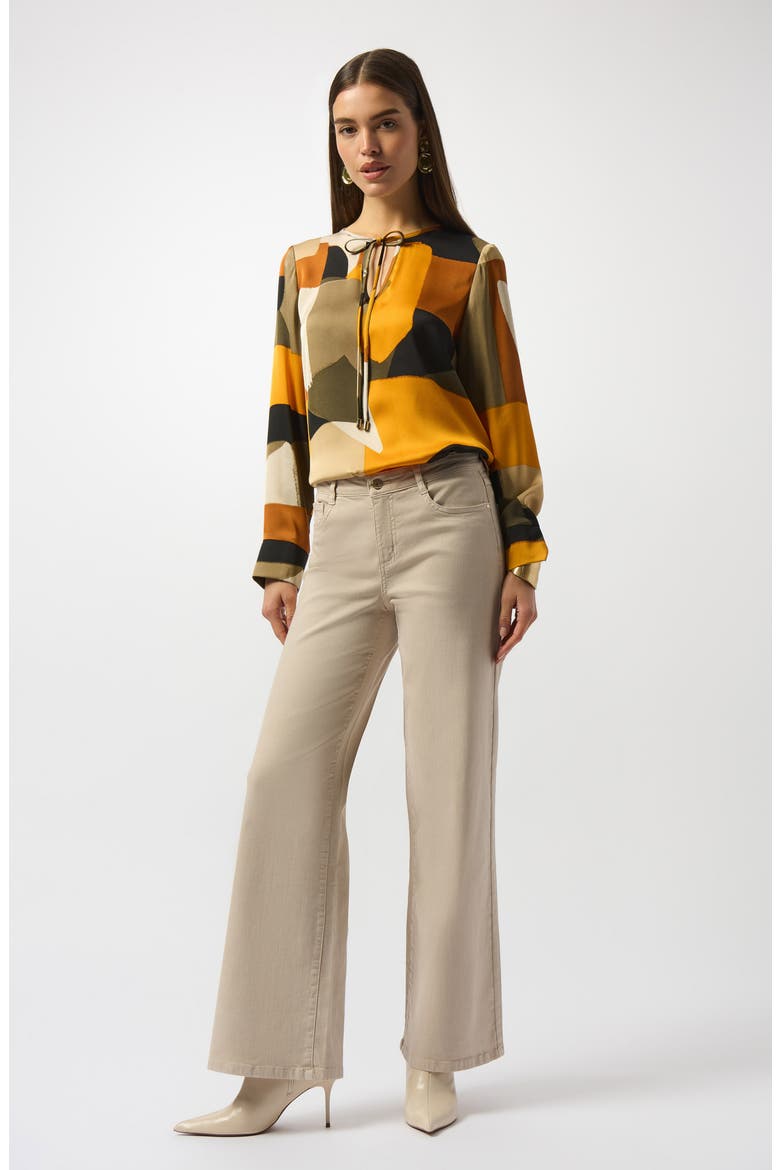 Abstract Print Recycled Satin Top, Alternate, color, BLACK/ ORANGE MULTI