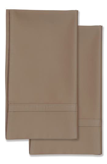 Azores Home 300 Thread Count Cotton Percale Pillowcase Set In Brown