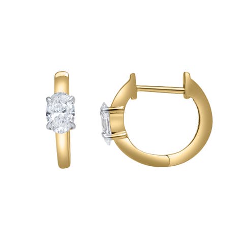 Oval Obsession 14K Gold Lab Grown Diamond Huggies - 1.00 ct
