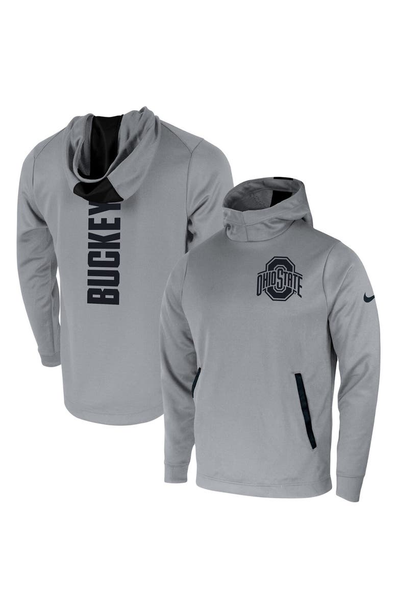 Nike Men's Nike Gray Ohio State Buckeyes 2-Hit Performance Pullover Hoodie, Alternate, color, 