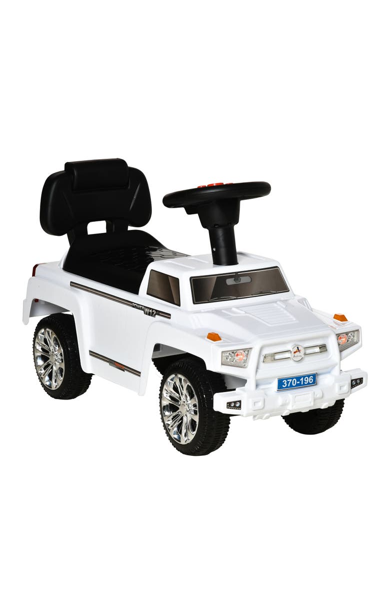 Aosom Kids SUV Push Car with Horn, Music, Lights, Storage​, Main, color, White