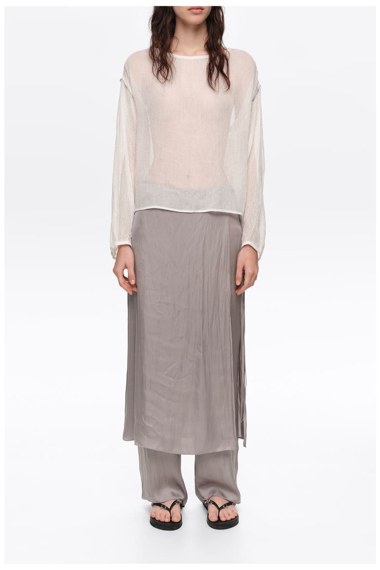 Fluid ankle length skort, Alternate, color, SILVER