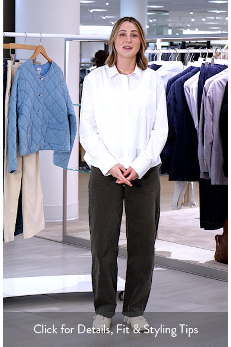 Long Sleeve Drop Hem Button-Up Shirt video