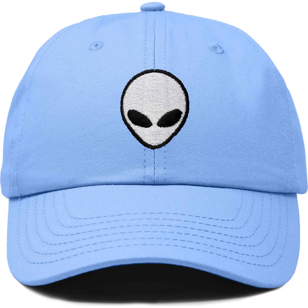 Dalix Alien Embroidered Classic Dad Cap In Light Blue
