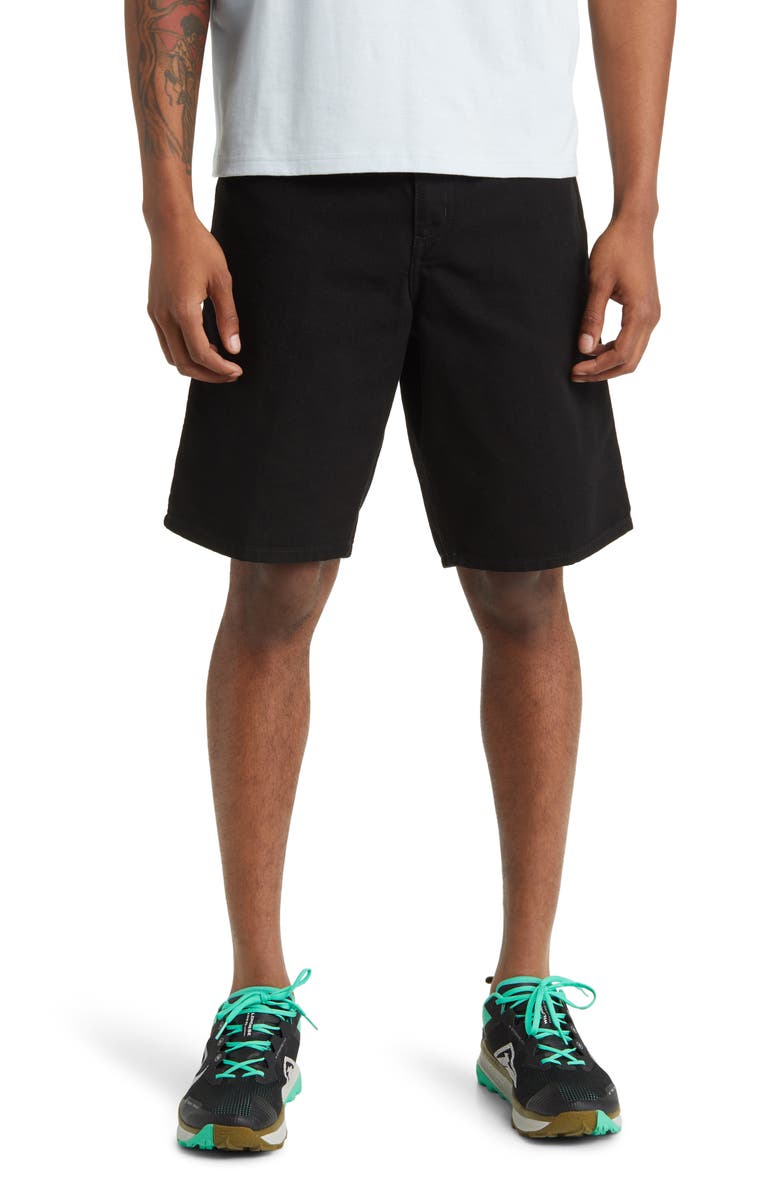 Carhartt Work In Progress Organic Cotton Canvas Carpenter Shorts, Main, color, Black (Rinsed)