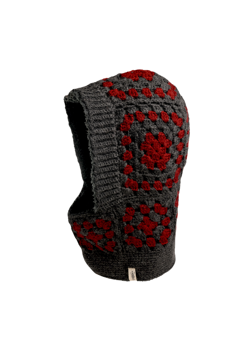 Crochet Patch Hood, Main, color, Charcoal