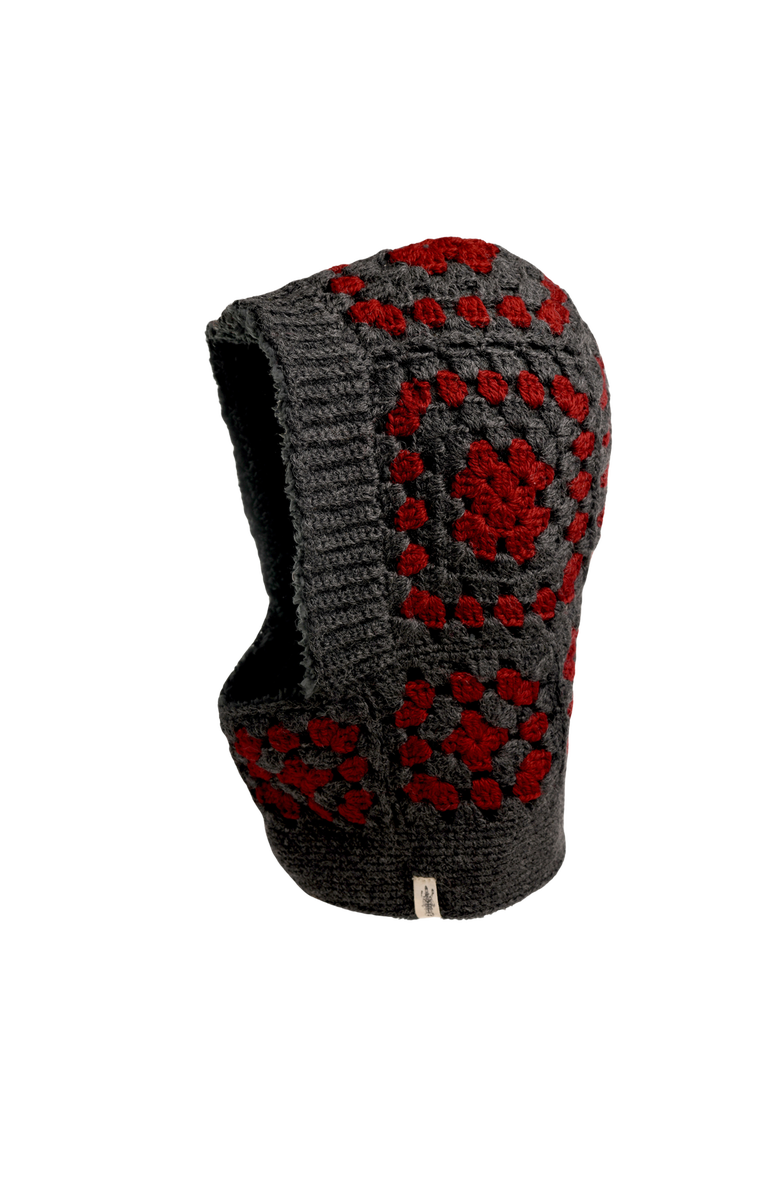 Nirvanna Designs Crochet Patch Hood, Main, color, Charcoal