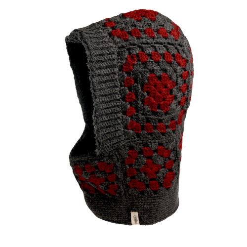 Nirvana Designs Crochet Patch Hood In Charcoal