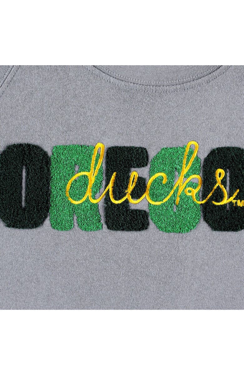 PRESSBOX Women's Pressbox Gray Oregon Ducks Pinehurst Chenille Raglan Pullover Sweatshirt, Alternate, color, 