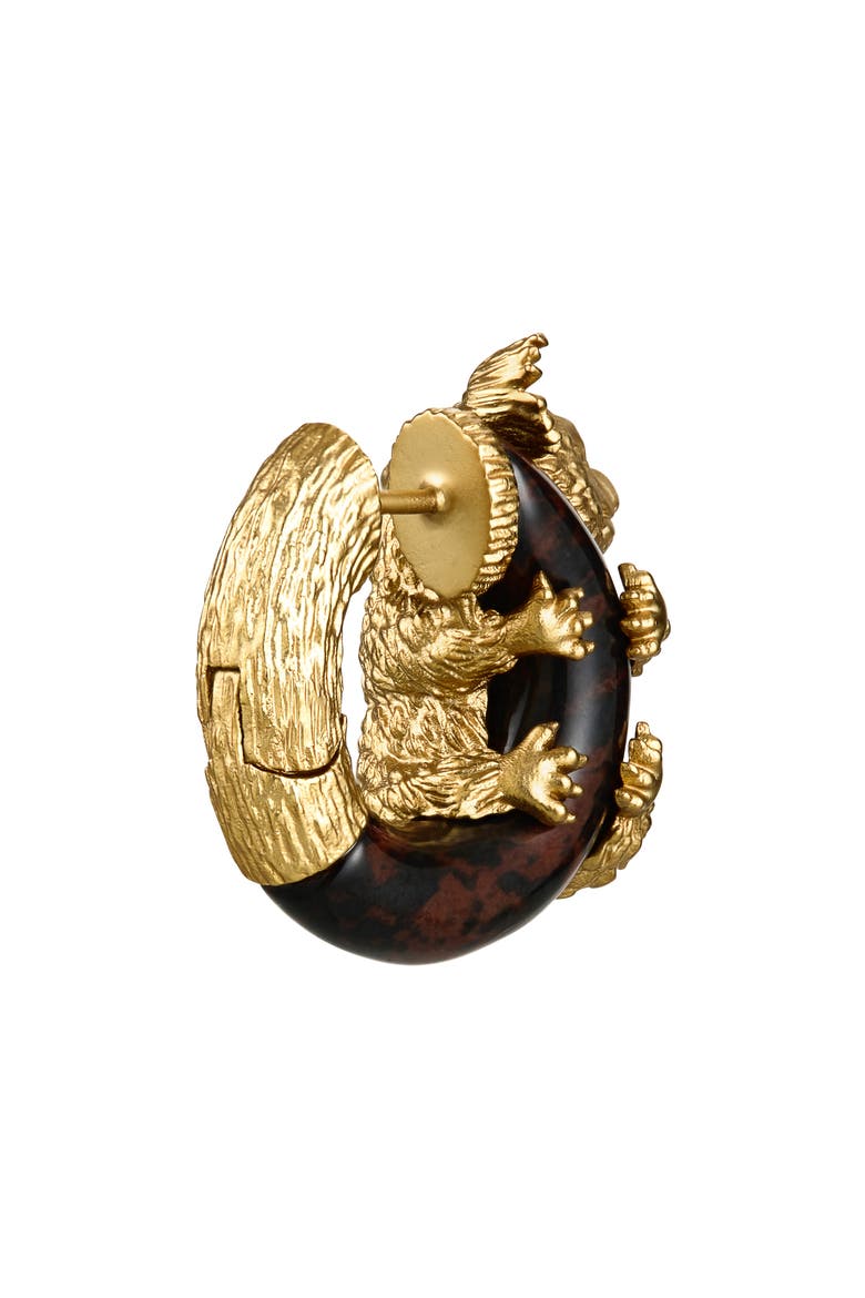 Mira Koala Hoop Earrings, Alternate, color, GOLD/ RED