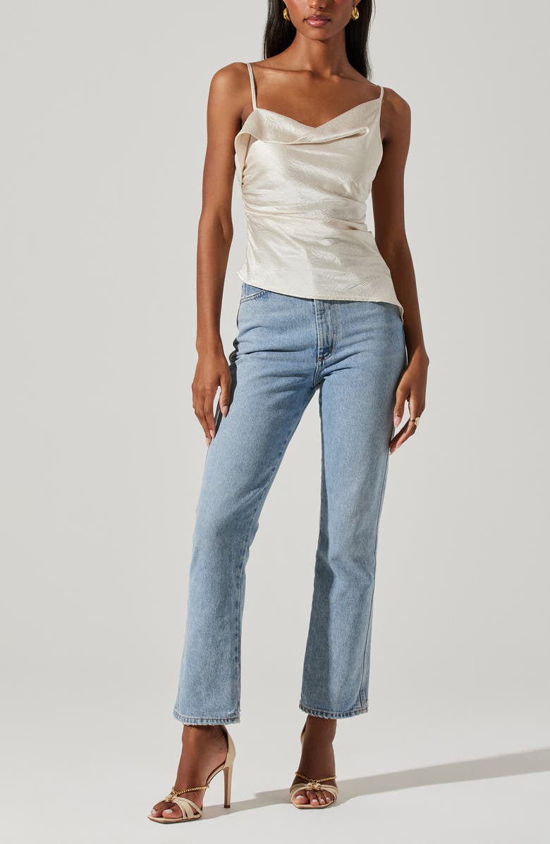 ASTR the Label Mirie Asymmetric Crinkled Satin Camisole, Alternate, color, 